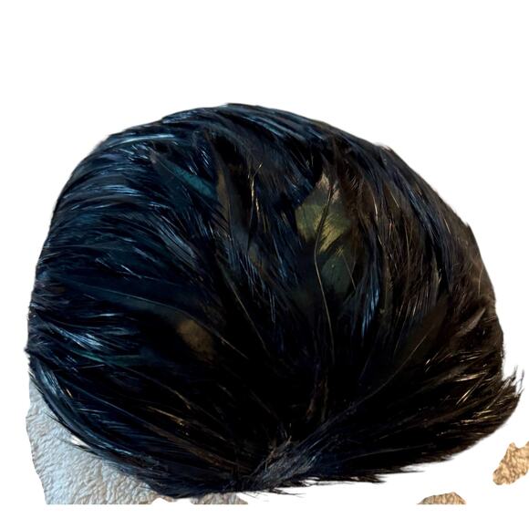 The Hat Box Black Feather Vintage Hat Fascinator Head Piece 50\'s 60\'s 6\